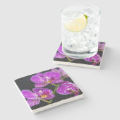 Paarse orchidee stenen onderzetter (Zijkant)