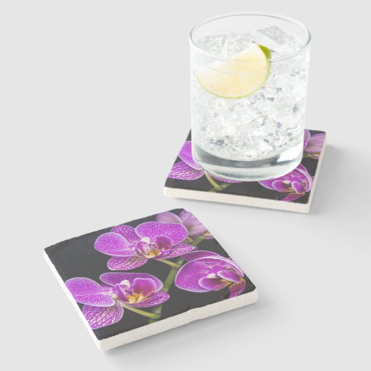 Paarse orchidee stenen onderzetter (Zijkant)