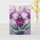 Paarse Orchidee Verjaardagskaart Kaart (Gele Bloem)