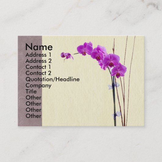 Paarse orchidee visitekaartje (Voorkant)