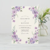 Paarse Orchidee Watercolor Bruiloft Kaart (Staand voorkant)