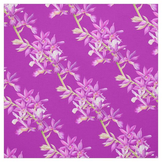Paarse orchidee waterverf bloem bloem stof (Swatch)