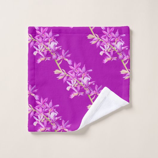 Paarse orchidee waterverf bruiloft bad handdoek (Wasdoekje)