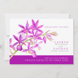 Paarse orchidee waterverf foto bruiloft save the date