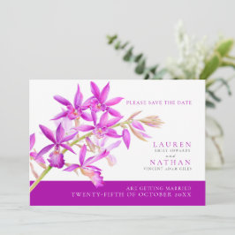 Paarse orchidee waterverf foto bruiloft save the date