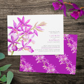 Paarse orchidee waterverf moderne botanische bruil kaart