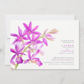 Paarse orchidee waterverf moderne botanische bruil kaart (Voorkant)