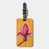 Paarse orchidee waterverf oranje pop bagagelabel (Voorkant verticaal)