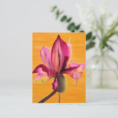 Paarse orchidee waterverf oranje pop briefkaart (Staand voorkant)