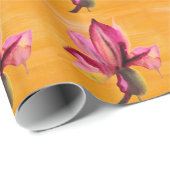 Paarse orchidee waterverf oranje pop cadeaupapier (Rol Hoek)