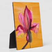 Paarse orchidee waterverf oranje pop fotoplaat (Zijkant)