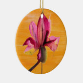 Paarse orchidee waterverf oranje pop keramisch ornament (Rechts)