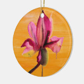 Paarse orchidee waterverf oranje pop keramisch ornament (Links)