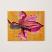 Paarse orchidee waterverf oranje pop legpuzzel (Horizontaal)