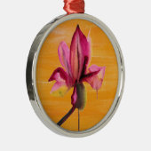 Paarse orchidee waterverf oranje pop metalen ornament (Rechts)