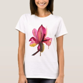 Paarse orchidee waterverf tropische bloem t-shirt
