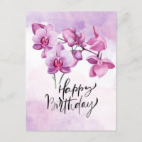 Paarse orchidee waterverf Verjaardag