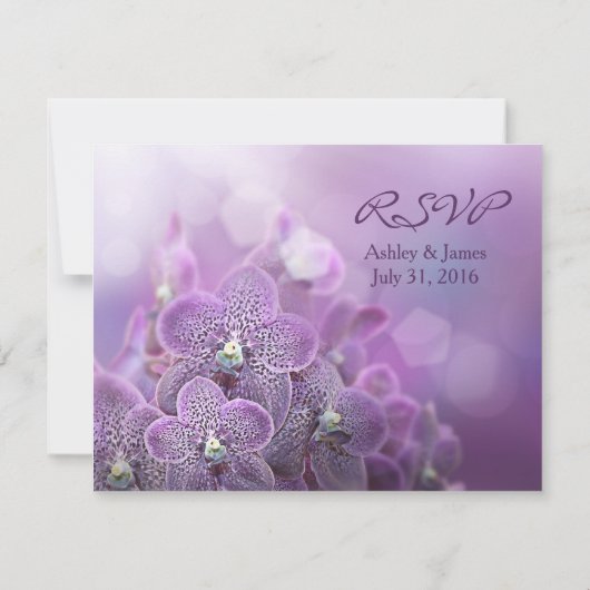 Paarse Orchidee Wedding RSVP Reageer Kaart (Achterkant)