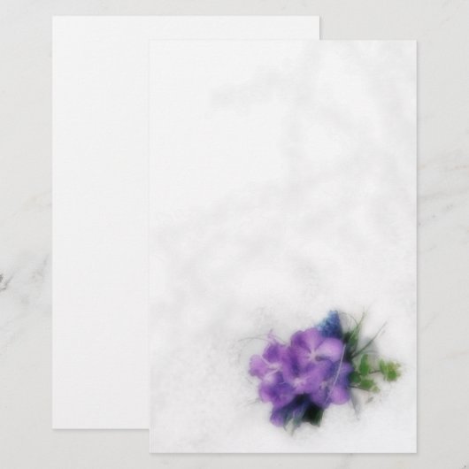 Paarse orchideeën 1 briefpapier (Voorkant / Achterkant)