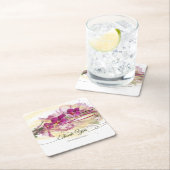 Paarse Orchideeën Abstracte Kunstkalligrafie Kartonnen Onderzetters (Insitu)