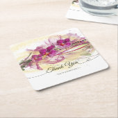 Paarse Orchideeën Abstracte Kunstkalligrafie Kartonnen Onderzetters (Schuin)