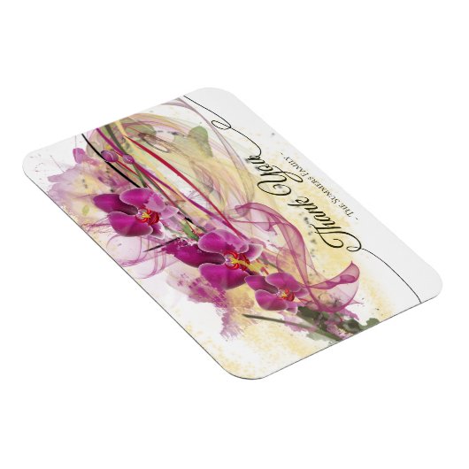 Paarse Orchideeën Abstracte Kunstkalligrafie Magneet (Rechterzijde)