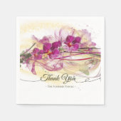 Paarse Orchideeën Abstracte Kunstkalligrafie Servetten (Voorkant)