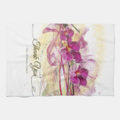 Paarse Orchideeën Abstracte Kunstkalligrafie Theedoek (Horizontaal)