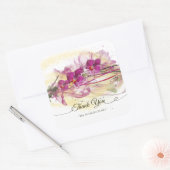 Paarse Orchideeën Abstracte Kunstkalligrafie Vierkante Sticker (Envelop)