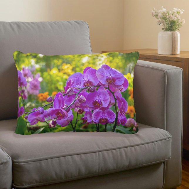 Paarse Orchideeën Accentkussen Accent Kussen (Accent pillow with purple orchids)
