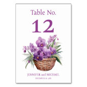 Paarse Orchideeën Aquarel Trouwtafel Nummer Kaart (Achterkant)