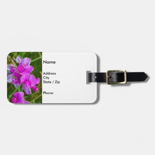 Paarse orchideeën bagagelabel (Voorkant horizontaal)