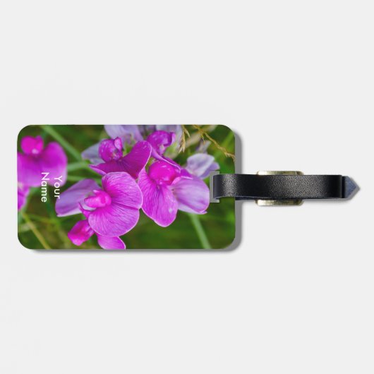 Paarse orchideeën bagagelabel (Achterkant horizontaal)