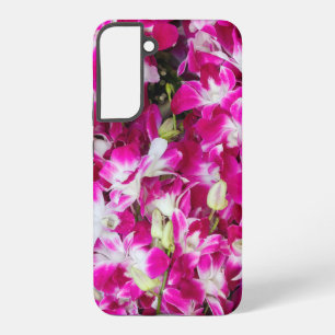 Paarse orchideeën bloemen achtergrond samsung galaxy hoesje