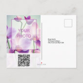 Paarse Orchideeën Bloemen Bruiloft Datum Bewaren P Aankondigingskaart (Achterkant)