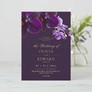 Paarse Orchideeën Bloemen Bruiloft Kaart
