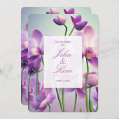 Paarse Orchideeën Bloemen Huwelijksuitnodigingen Kaart (Voorkant / Achterkant)