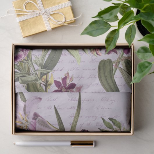 Paarse Orchideeën Bloemenboeket Decoupage Tissuepapier (Geschenk)