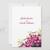 Paarse orchideeën bloemenbotanische tak bruiloft kaart (Achterkant)