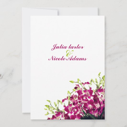 Paarse orchideeën bloemenbotanische tak bruiloft kaart (Achterkant)
