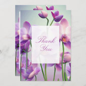 Paarse orchideeën bloemenbruiloft bedankkaart (Voorkant / Achterkant)