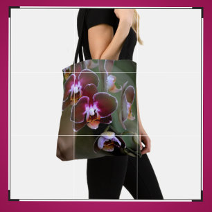 Paarse orchideeën botanische bloemen tote bag