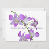 Paarse orchideeën bruiloft kaart (Achterkant)