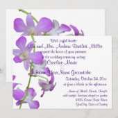 Paarse orchideeën bruiloft kaart (Voorkant / Achterkant)