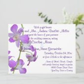 Paarse orchideeën bruiloft kaart (Staand voorkant)