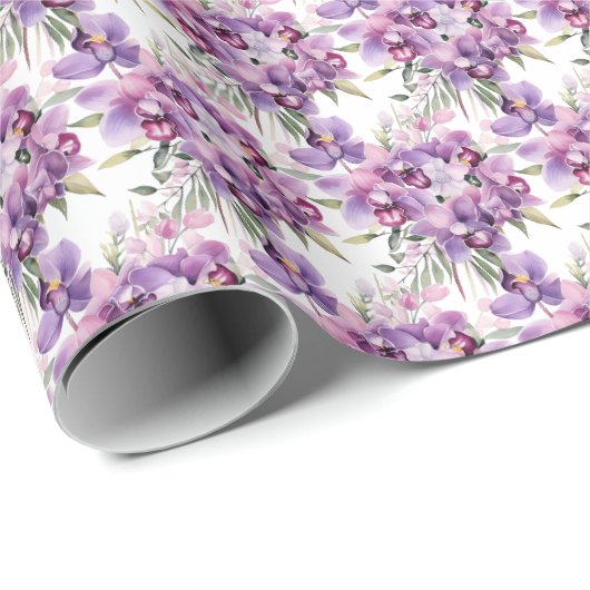 Paarse Orchideeën Cadeaupapier (Rol Hoek)
