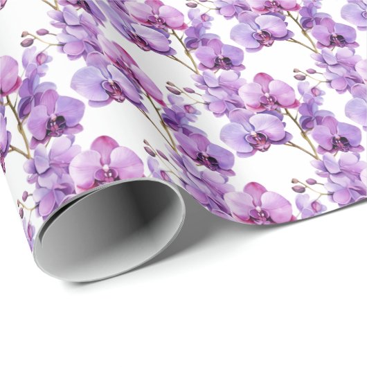 Paarse orchideeën cadeaupapier (Rol Hoek)