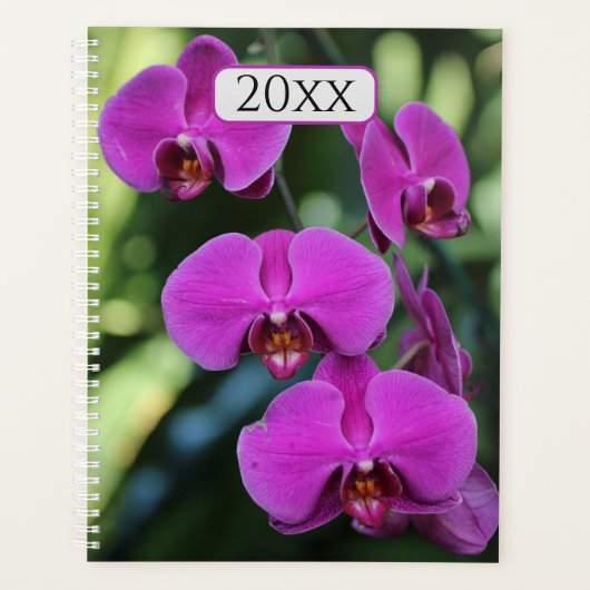 Paarse Orchideeën Custom Year Floral Planner (Voorkant)
