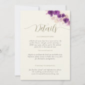 Paarse orchideeën Ecru Elegant Wedding Enclosure K Kaart (Voorkant)