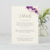 Paarse orchideeën Ecru Elegant Wedding Enclosure K Kaart (Staand voorkant)